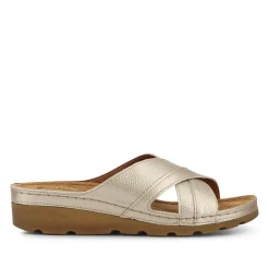 Crossover Mule Sandals - Soft Gold