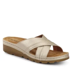 Crossover Mule Sandals - Soft Gold