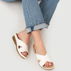 Crossover Mule Sandals - White