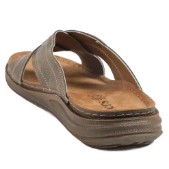 Cross Strap Comfort Slip On Sandals - Brown