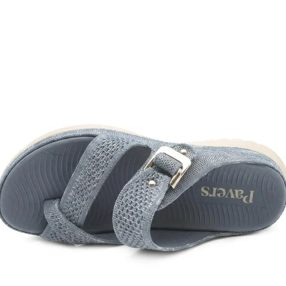 Cross Strap Toe Post Sandals - Denim