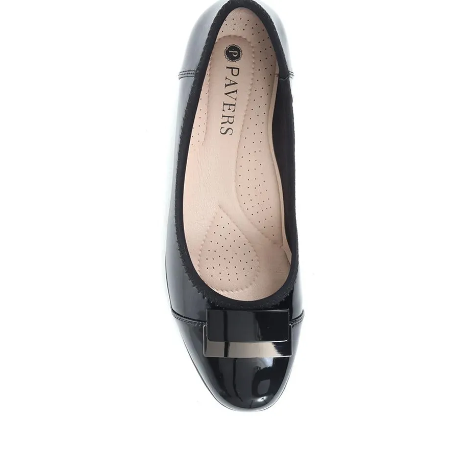 Cushioned Ballet Pumps - Black Patent