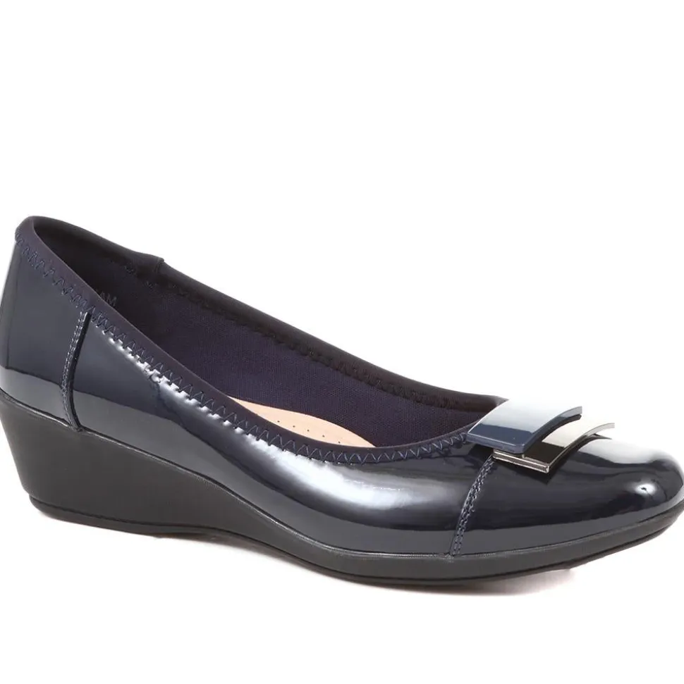 Cushioned Ballet Pumps - Navy Patent