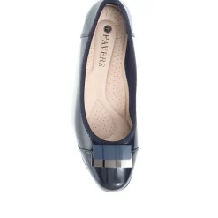 Cushioned Ballet Pumps - Navy Patent