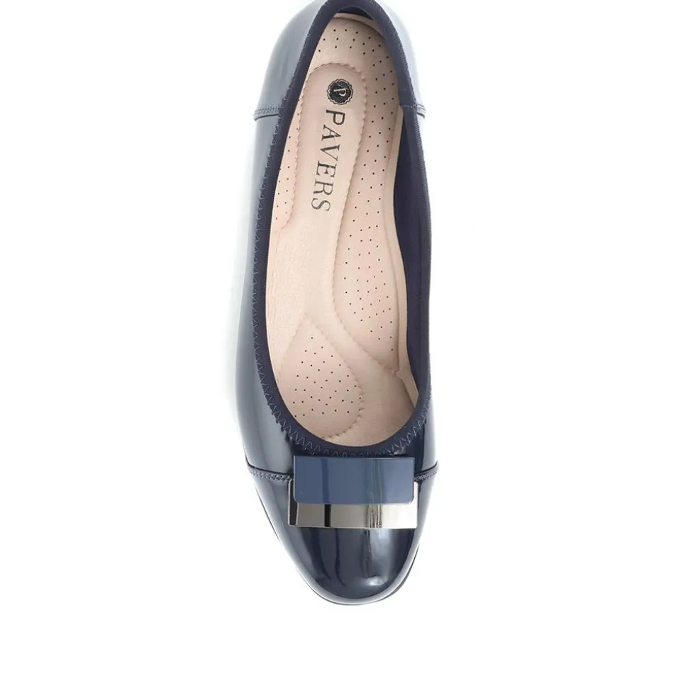 Cushioned Ballet Pumps - Navy Patent
