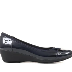 Cushioned Ballet Pumps - Navy Patent