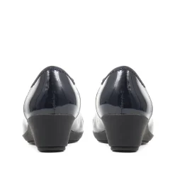 Cushioned Ballet Pumps - Navy Patent