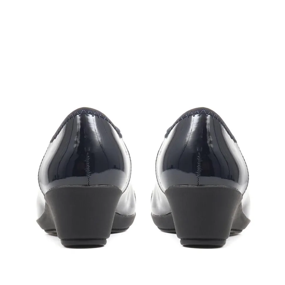 Cushioned Ballet Pumps - Navy Patent