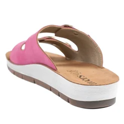 Cushioned Buckled Slip On Sandals - Fuschia