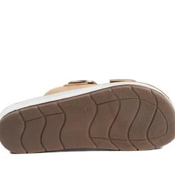 Cushioned Buckled Slip On Sandals - Natural