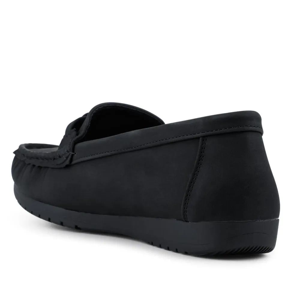 Cushioned Insole Moccasins - Black
