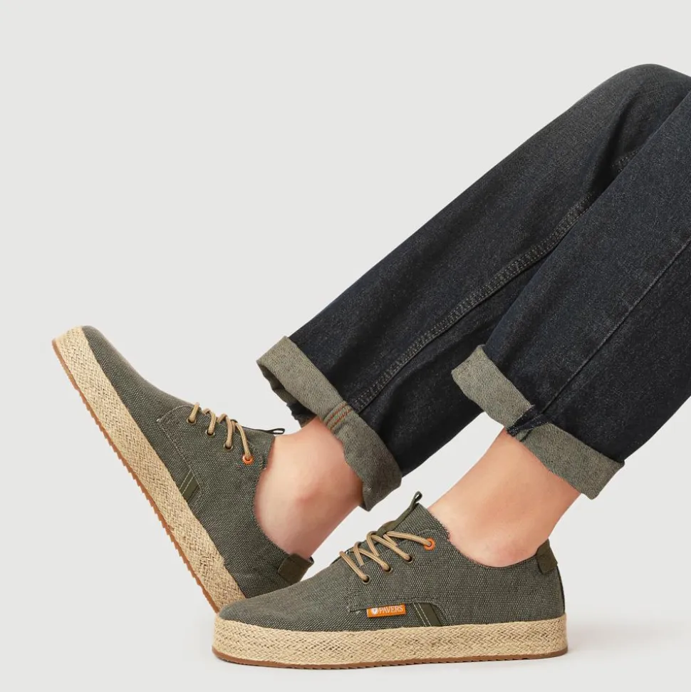 Cushioned Lace-Up Shoes - Khaki