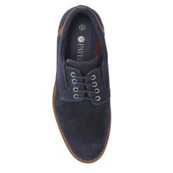 Cushioned Leather Lace-Up Shoes - Navy