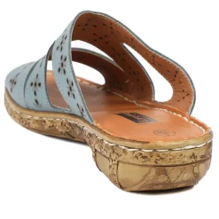 Cushioned Leather Mule Sandals - Denim
