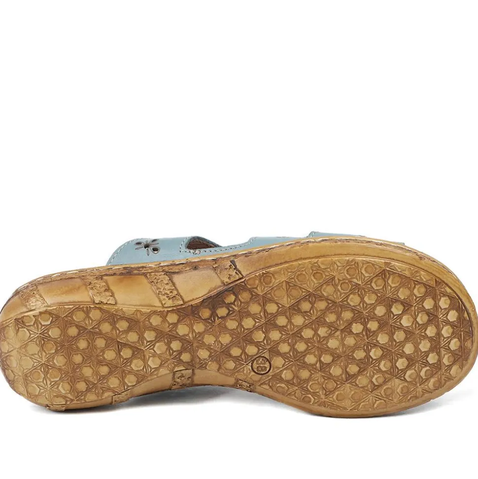 Cushioned Leather Mule Sandals - Denim