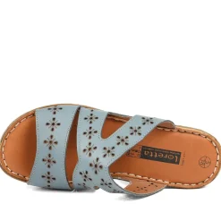 Cushioned Leather Mule Sandals - Denim