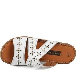 Cushioned Leather Mule Sandals - White