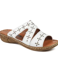 Cushioned Leather Mule Sandals - White
