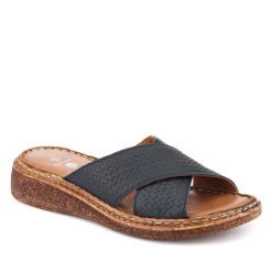 Cushioned Leather Mules - Black