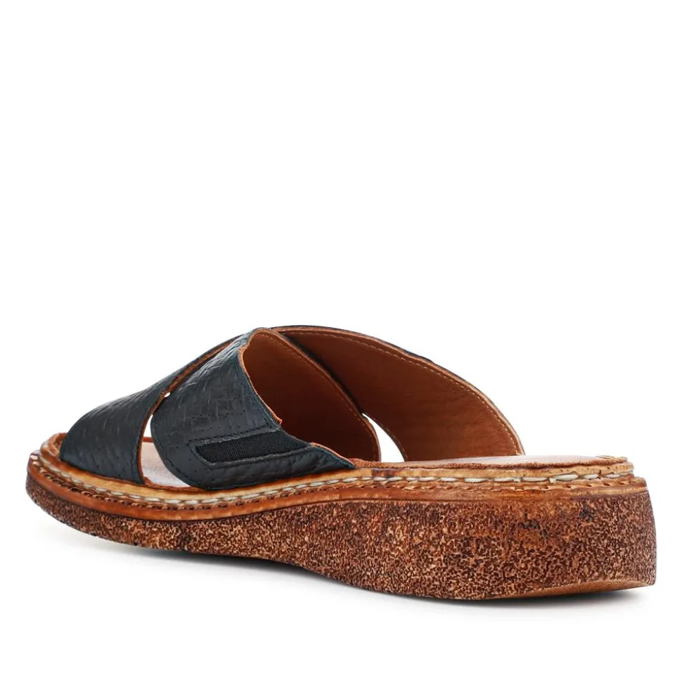 Cushioned Leather Mules - Black