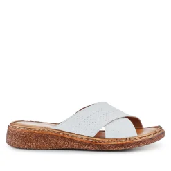 Cushioned Leather Mules - White