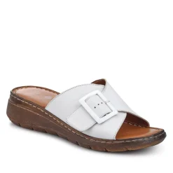 Cushioned Leather Mules - White