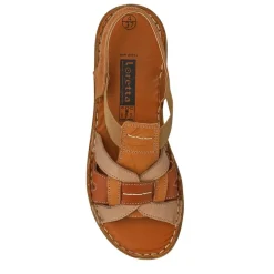 Cushioned Leather Sandals - Tan Multi