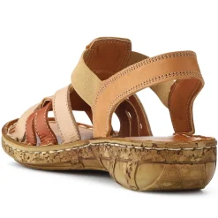 Cushioned Leather Sandals - Tan Multi