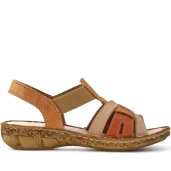 Cushioned Leather Sandals - Tan Multi