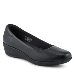 Cushioned Lightweight Leather Slip On Shoes - Black
