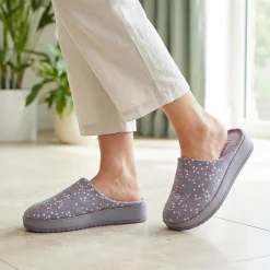 Cushioned Memory Foam Mule Slippers - Lilac Multi