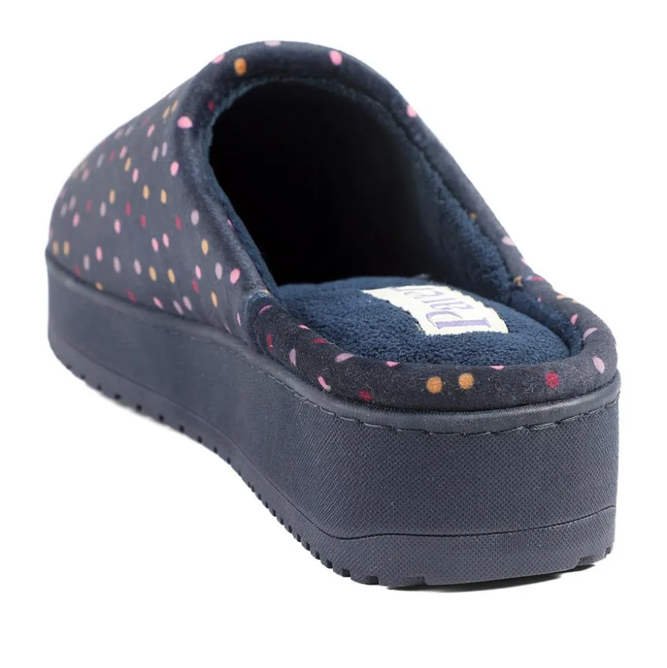 Cushioned Memory Foam Mule Slippers - Navy Multi