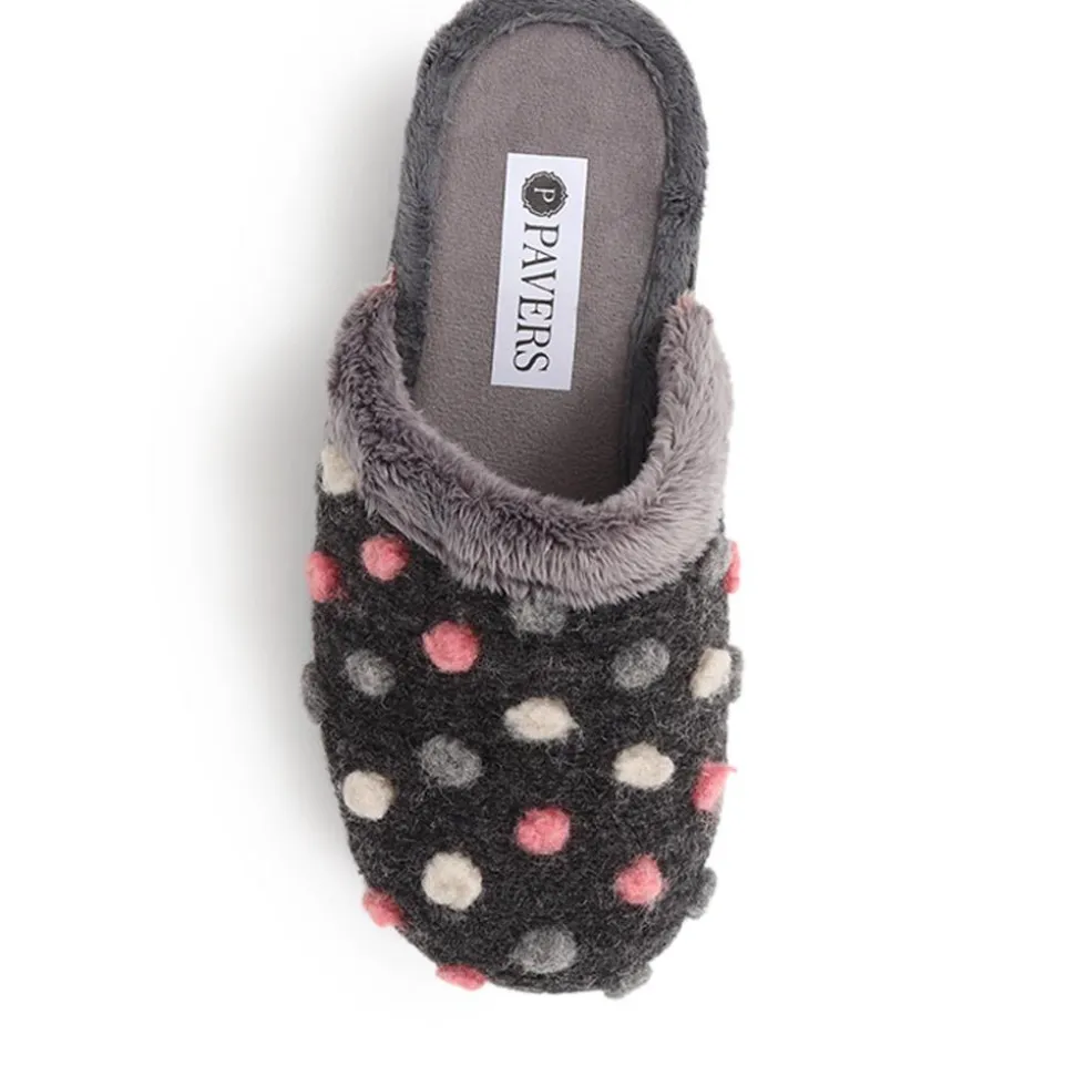 Cushioned Mule Slippers - Dark Grey Multi
