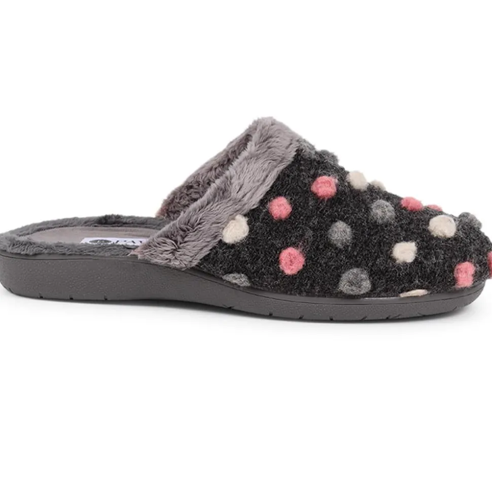 Cushioned Mule Slippers - Dark Grey Multi