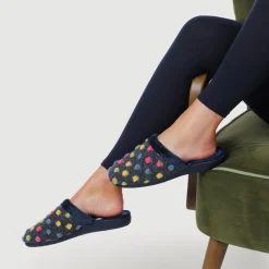 Cushioned Mule Slippers - Navy Multi