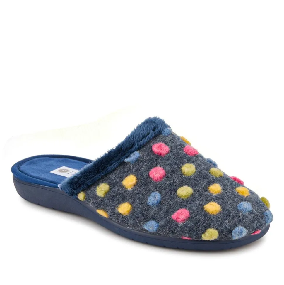 Cushioned Mule Slippers - Navy Multi