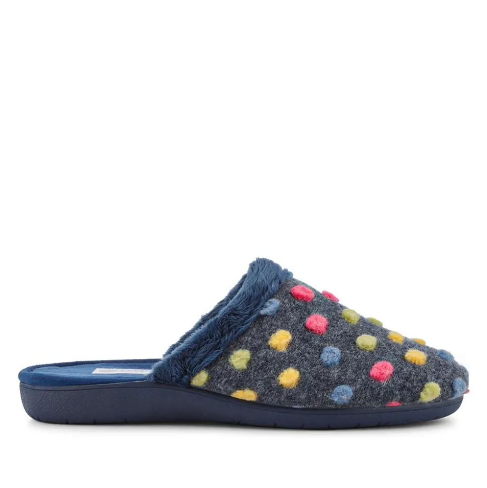 Cushioned Mule Slippers - Navy Multi