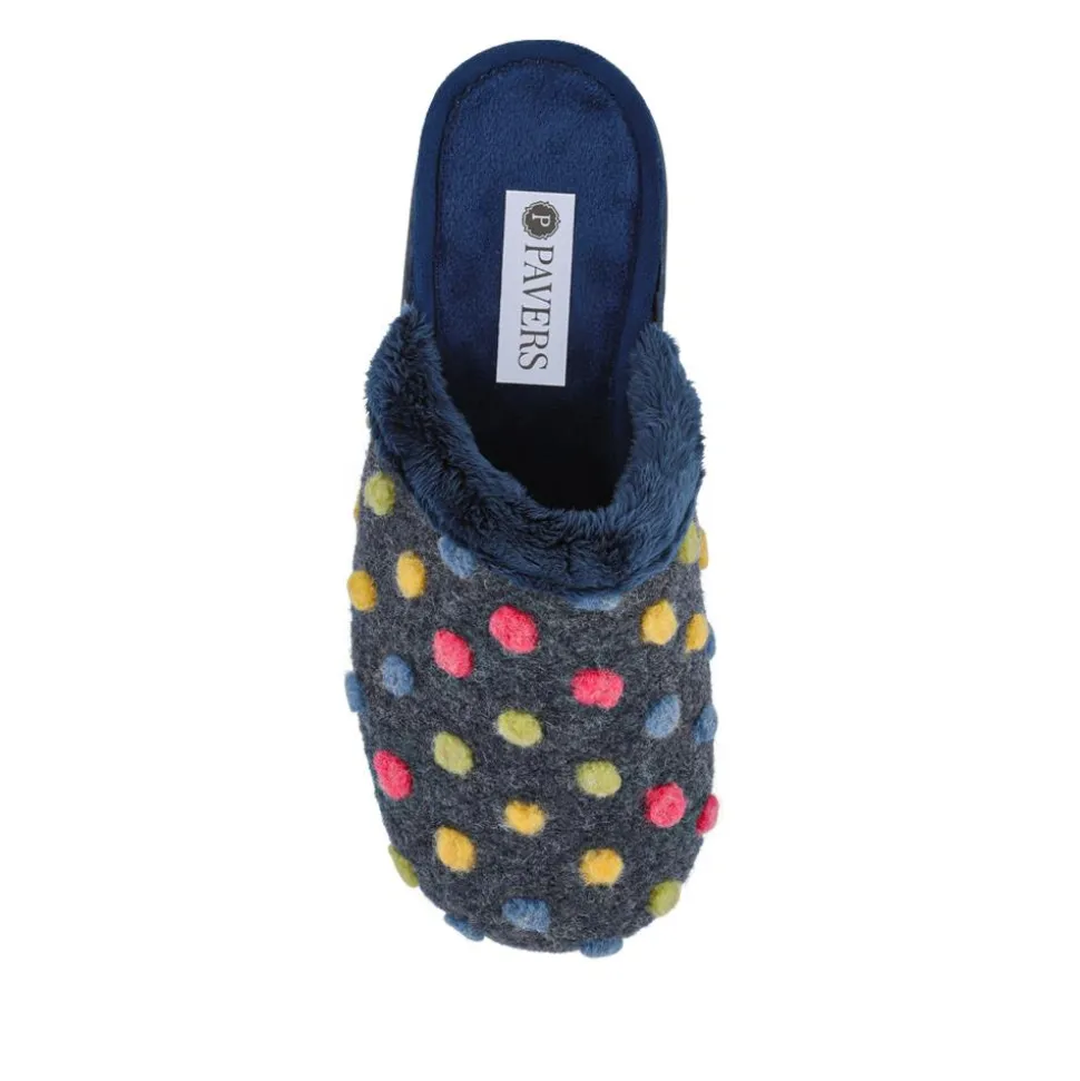 Cushioned Mule Slippers - Navy Multi