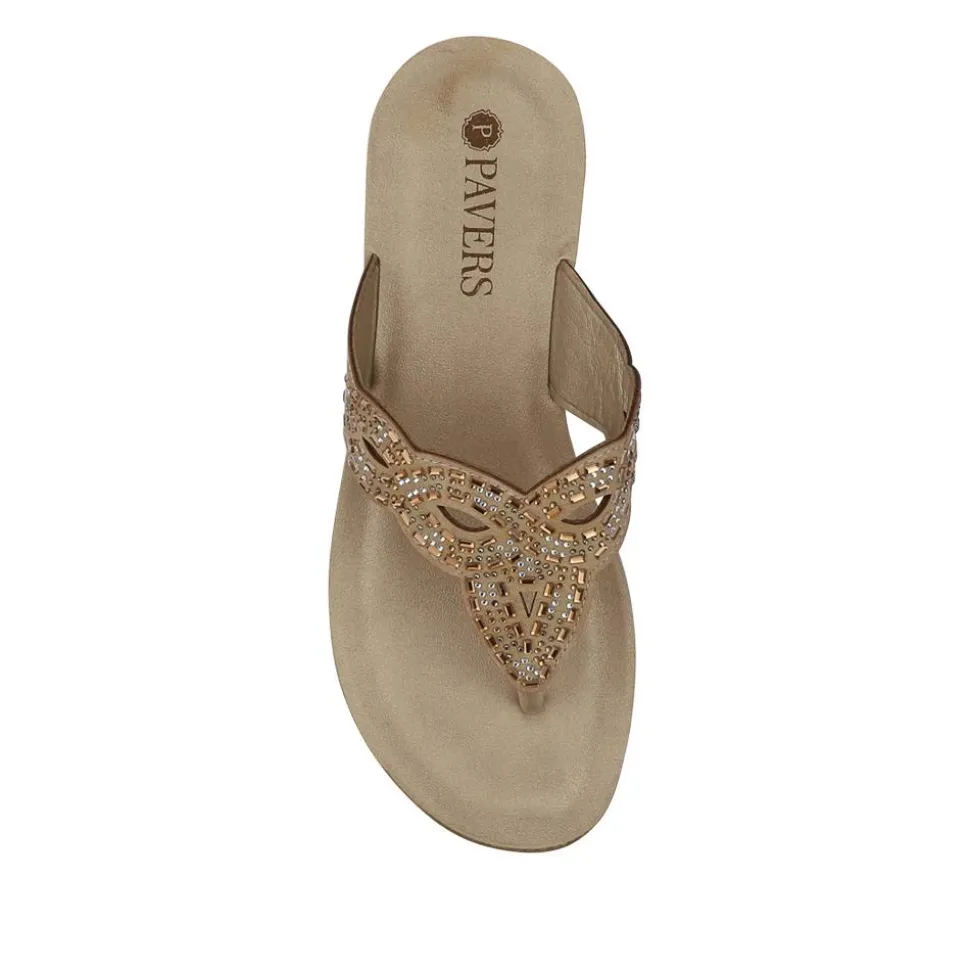 Cushioned Toe Post Sandals - Gold