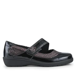 Cushioned Touch-Fastening Mary Janes - Black Multi