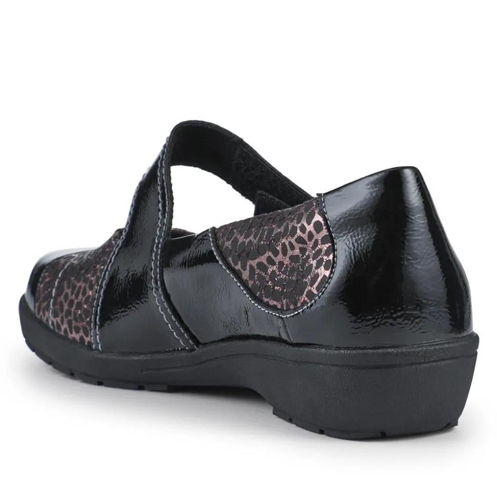Cushioned Touch-Fastening Mary Janes - Black Multi