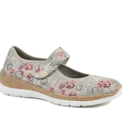 Cushioned Touch Fasten Mary Janes - Grey Floral