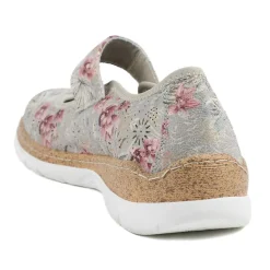 Cushioned Touch Fasten Mary Janes - Grey Floral