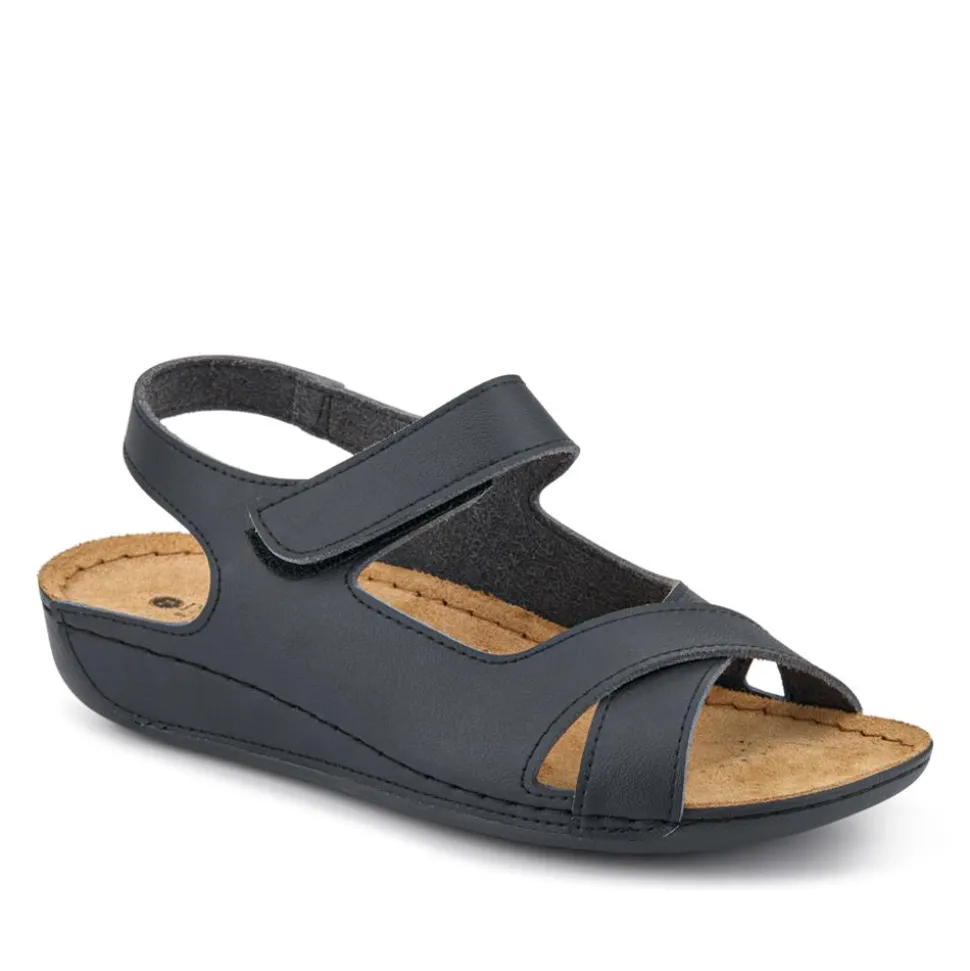 Cushioned Touch-Fasten Sandals - Black