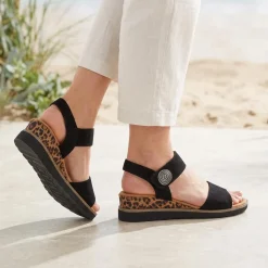 Cushioned Touch-Fasten Sandals - Black Leopard