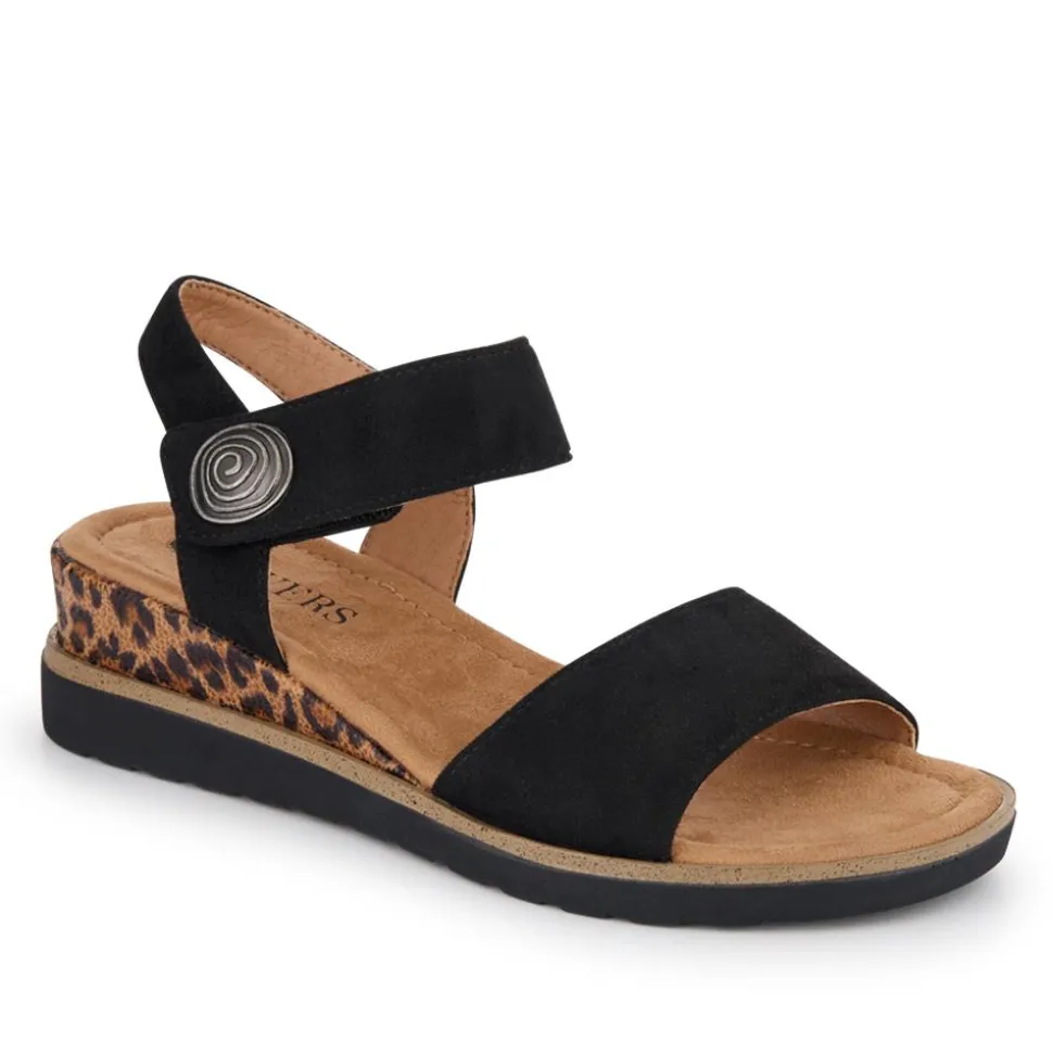 Cushioned Touch-Fasten Sandals - Black Leopard