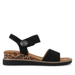 Cushioned Touch-Fasten Sandals - Black Leopard