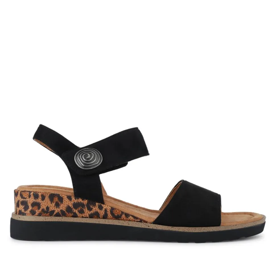 Cushioned Touch-Fasten Sandals - Black Leopard