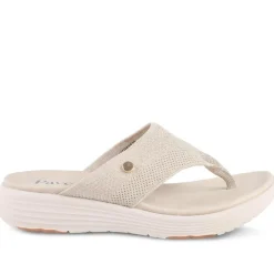 Cushioned Wedge Heel Toe Post Sandals - Beige
