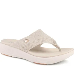 Cushioned Wedge Heel Toe Post Sandals - Beige